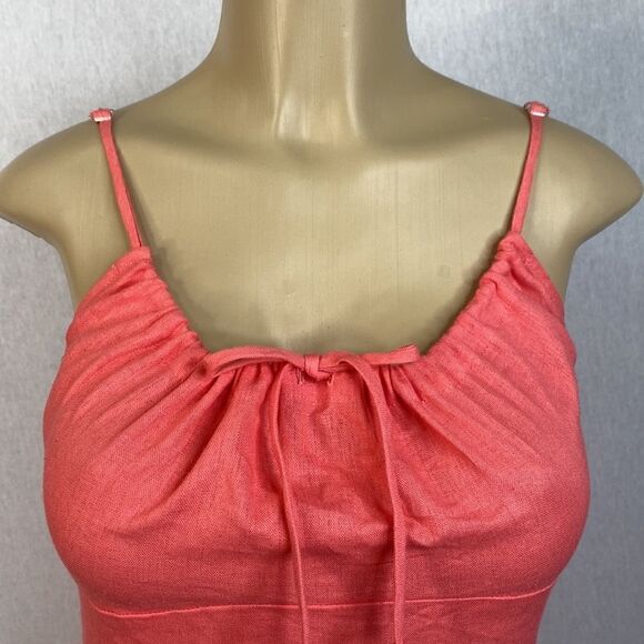 Bebop Juniors Sz 3 Coral linen adjustable spaghetti strap dress. Great Condition - Picture 5 of 10